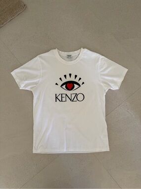 Kenzo White Tee with Black Radiant Eye Motif